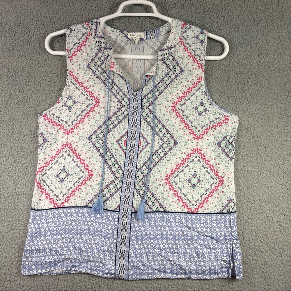 Tribal Pink‎ and Blue Geometric Tank Top